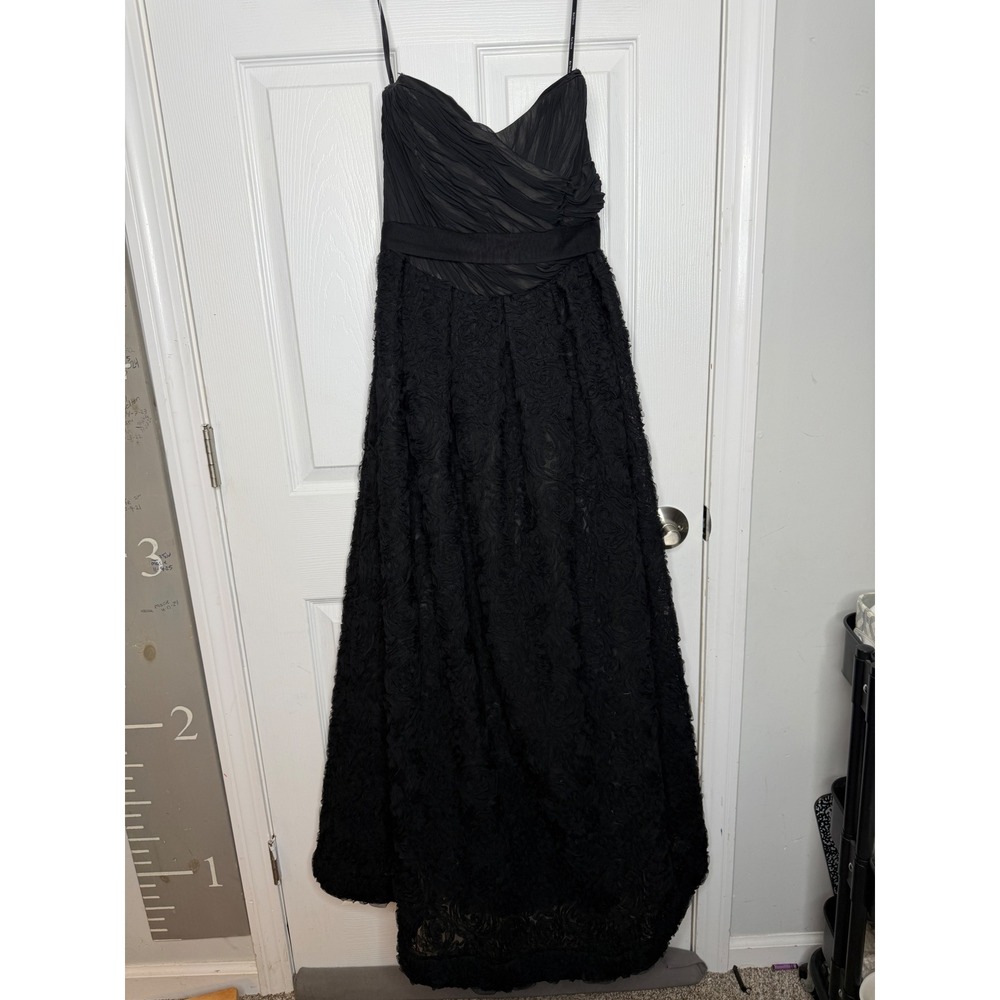 KAY UNGER Black Strapless Rosette Gown Size 10